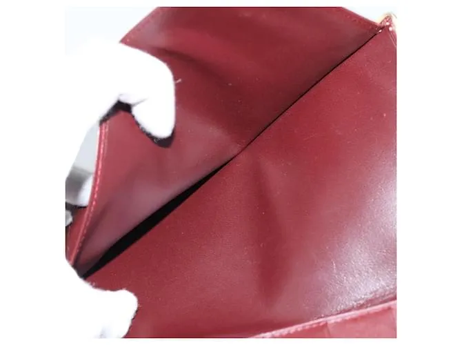CARTIER Cartera de Cuero 4Set Roja Auth bs14582 