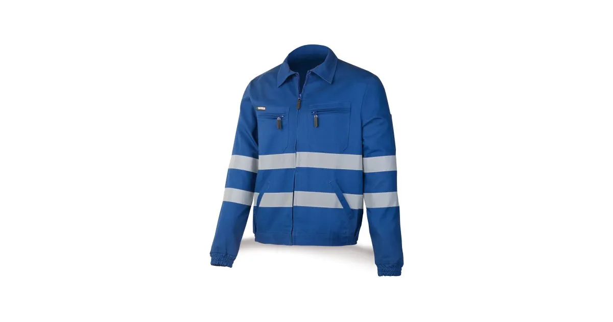 Chaqueta azulina algodón con bandas reflectantes 245 g.