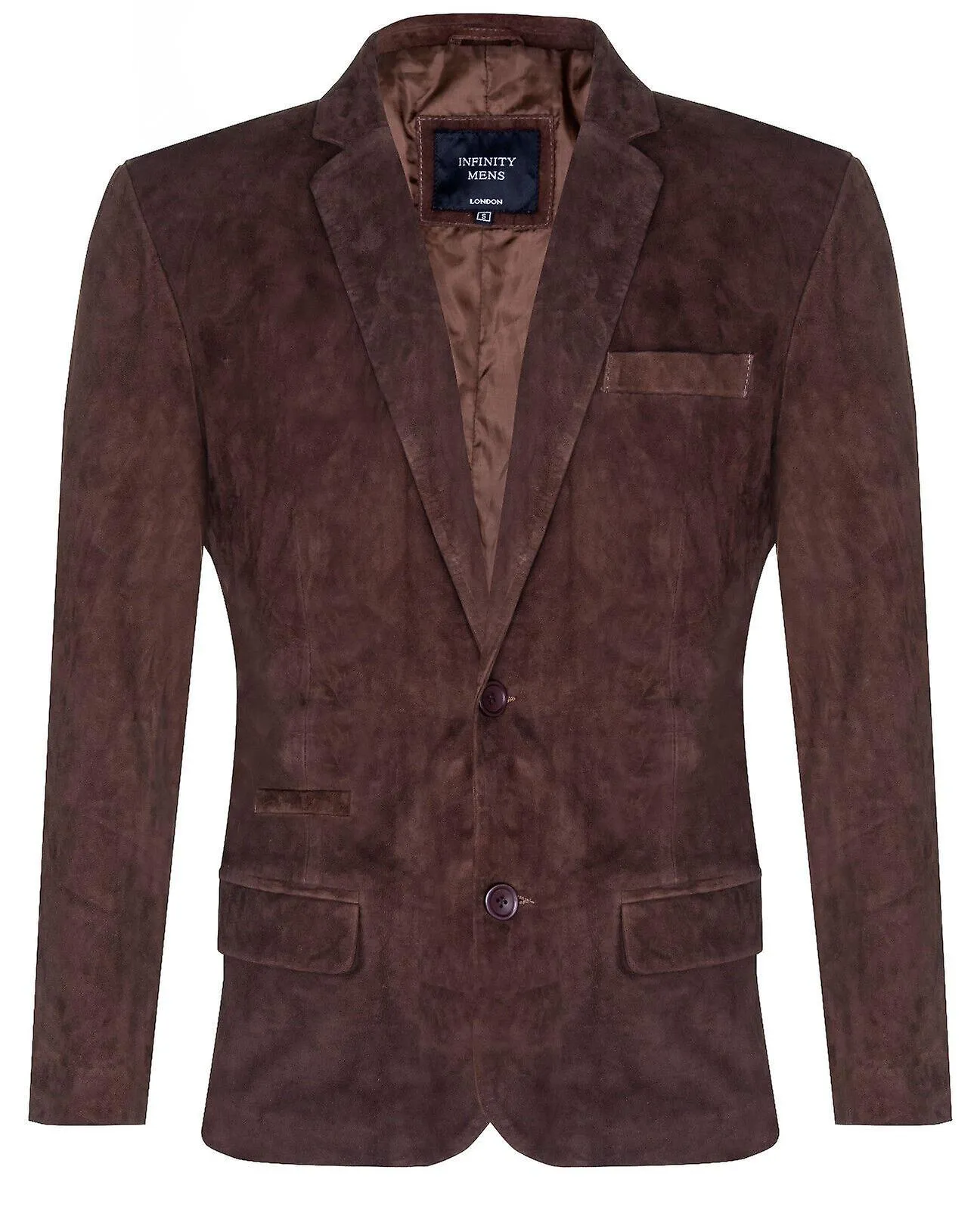 Chaqueta Blazer de cuero de gamuza marrón para hombre