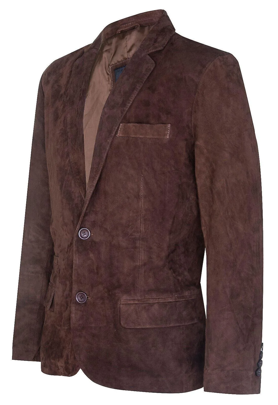 Chaqueta Blazer de cuero de gamuza marrón para hombre