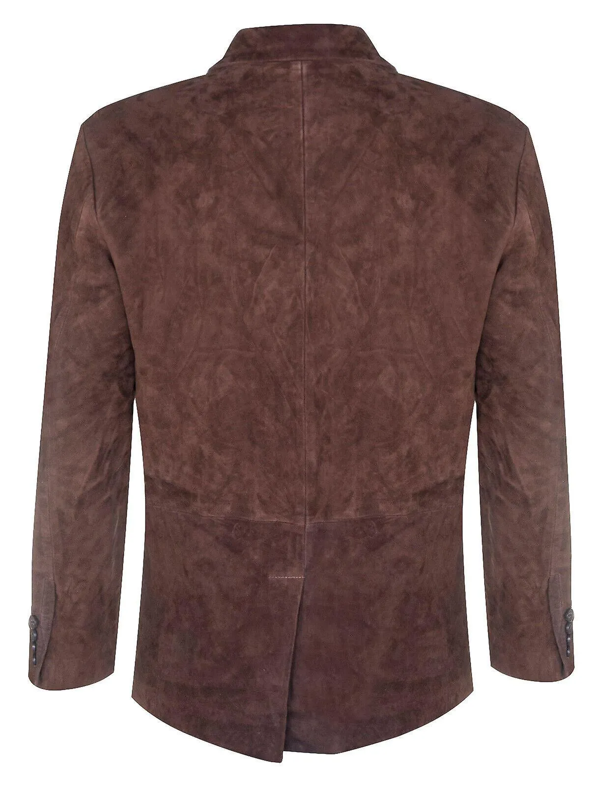 Chaqueta Blazer de cuero de gamuza marrón para hombre