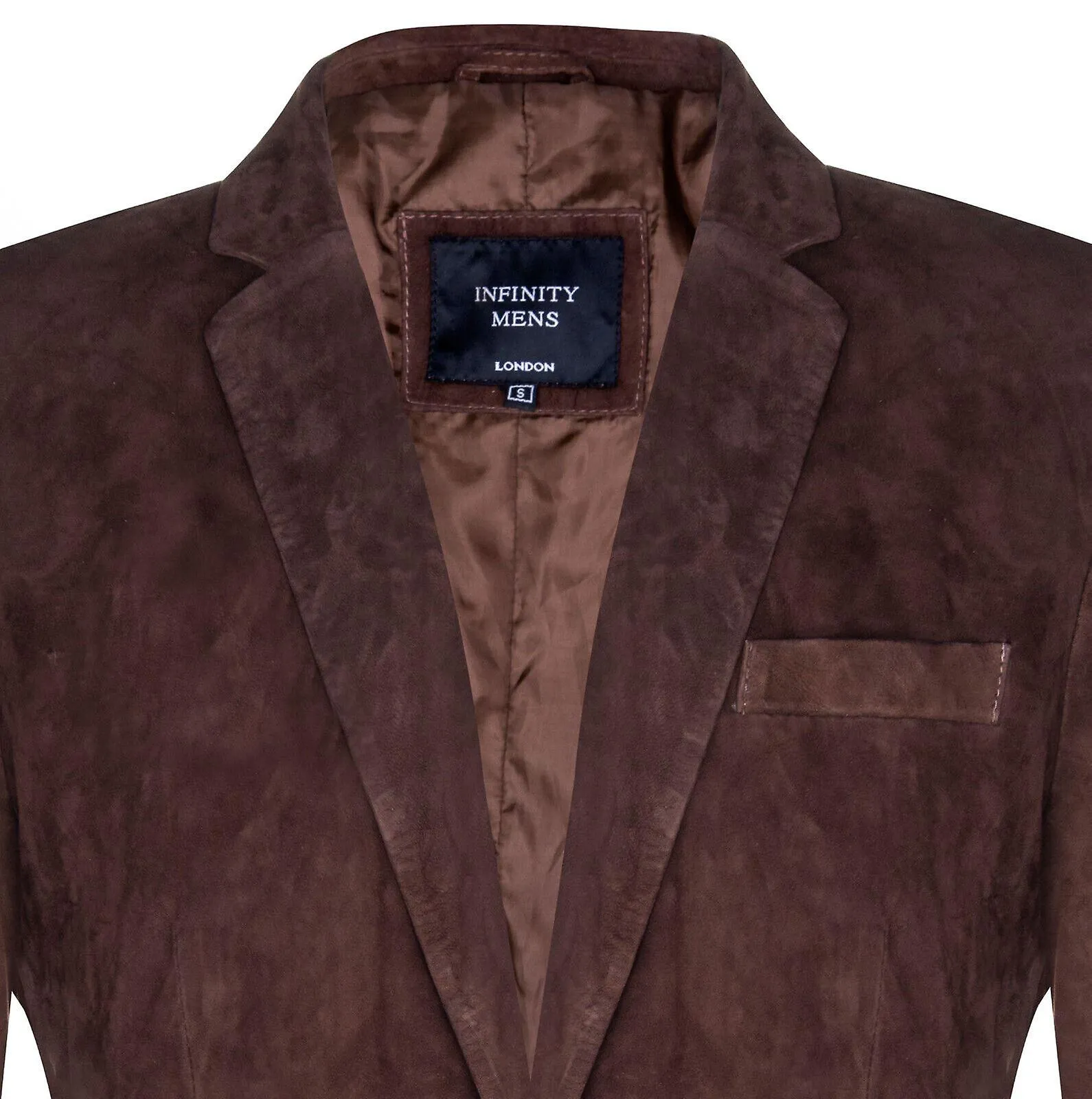 Chaqueta Blazer de cuero de gamuza marrón para hombre