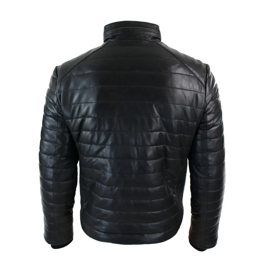 Chaqueta con cremallera de cuero para hombres con cremallera marrón negro