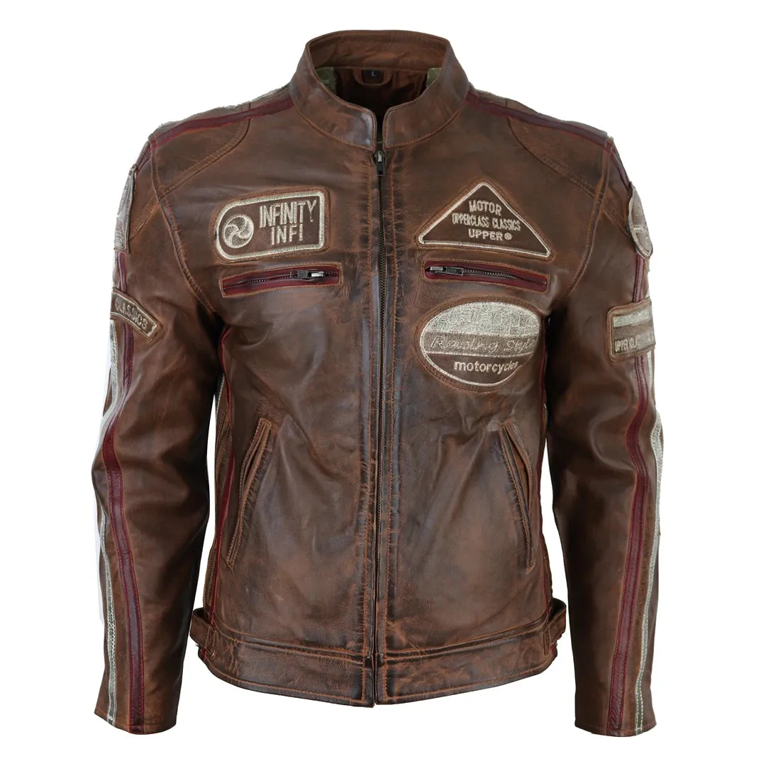 Chaqueta de cuero con cremallera para hombres