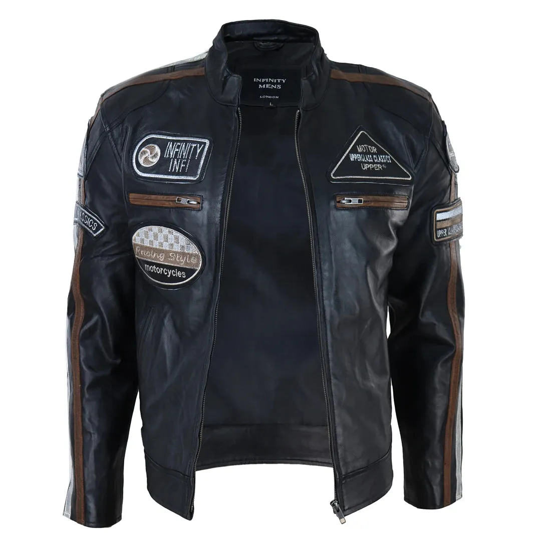 Chaqueta de cuero con cremallera para hombres