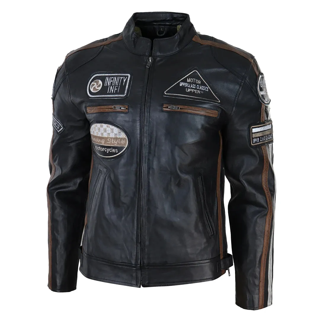 Chaqueta de cuero con cremallera para hombres
