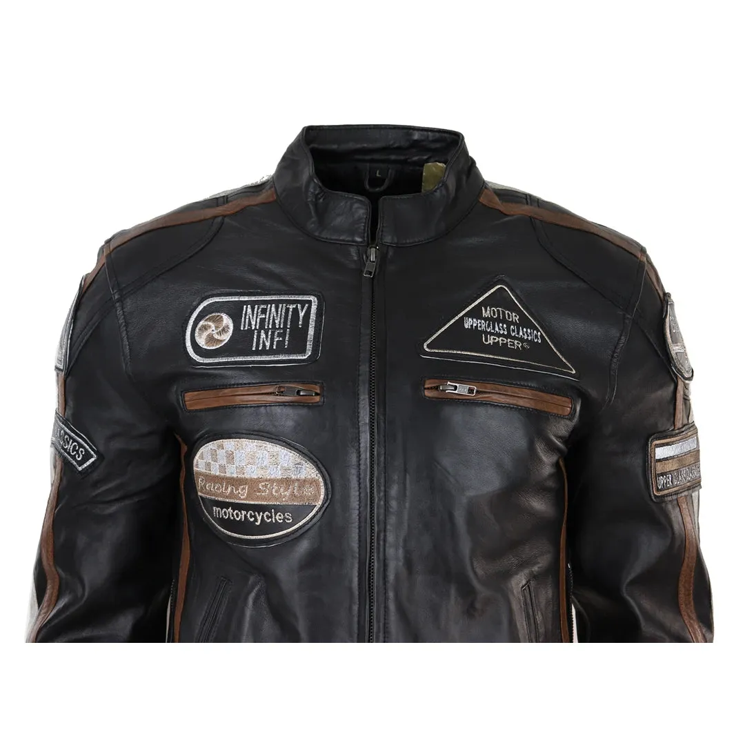 Chaqueta de cuero con cremallera para hombres