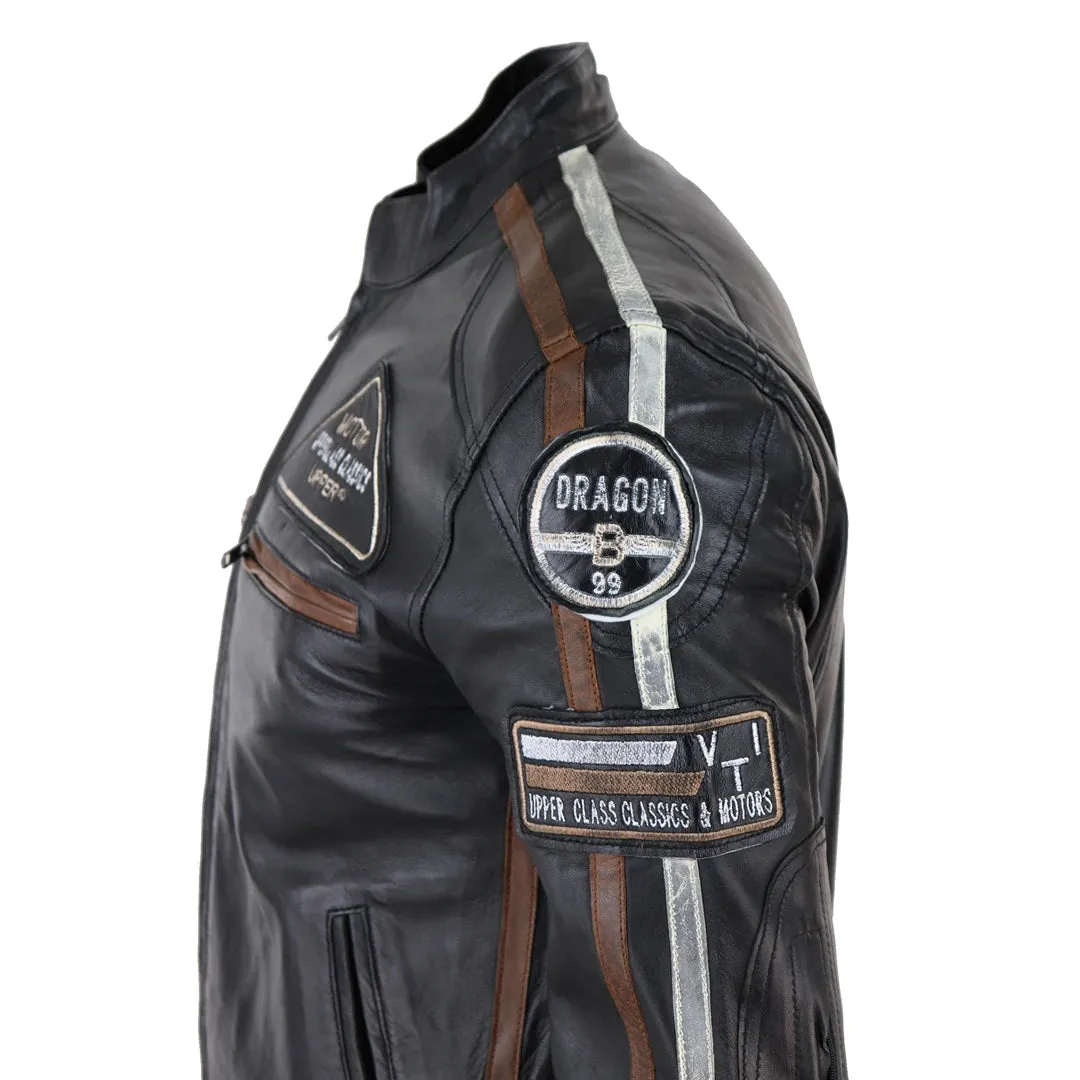 Chaqueta de cuero con cremallera para hombres