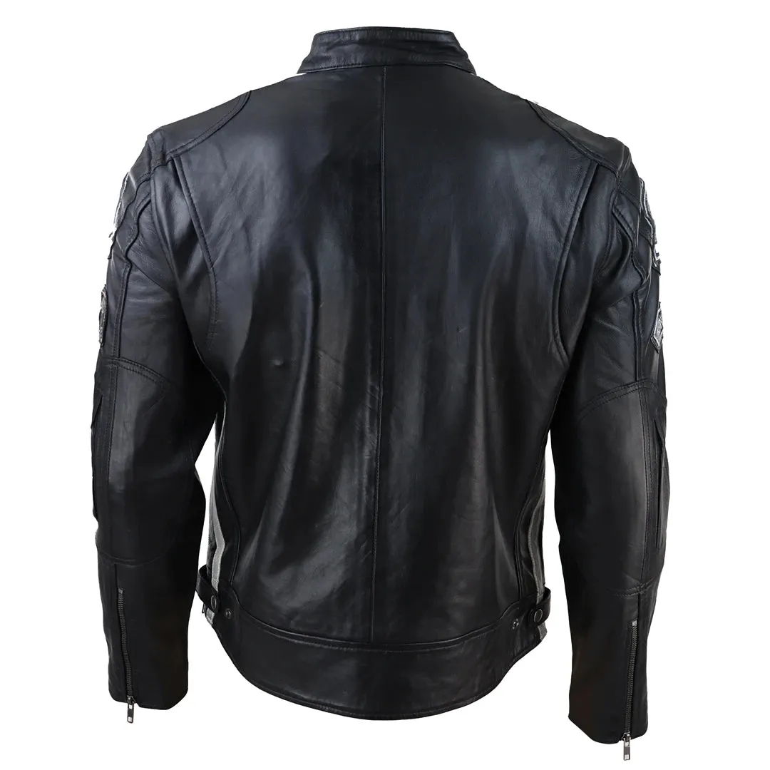 Chaqueta de cuero con cremallera para hombres