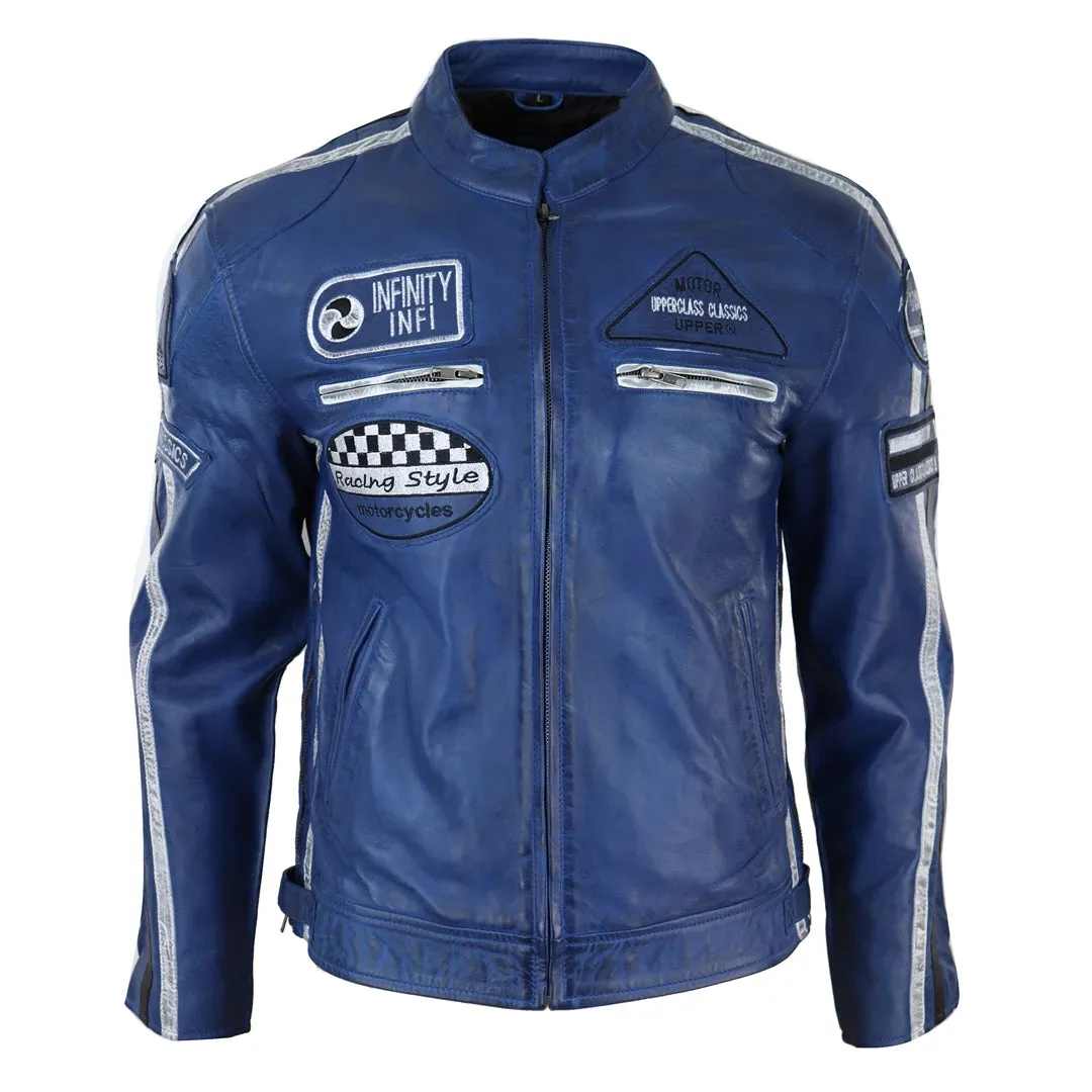 Chaqueta de cuero con cremallera para hombres