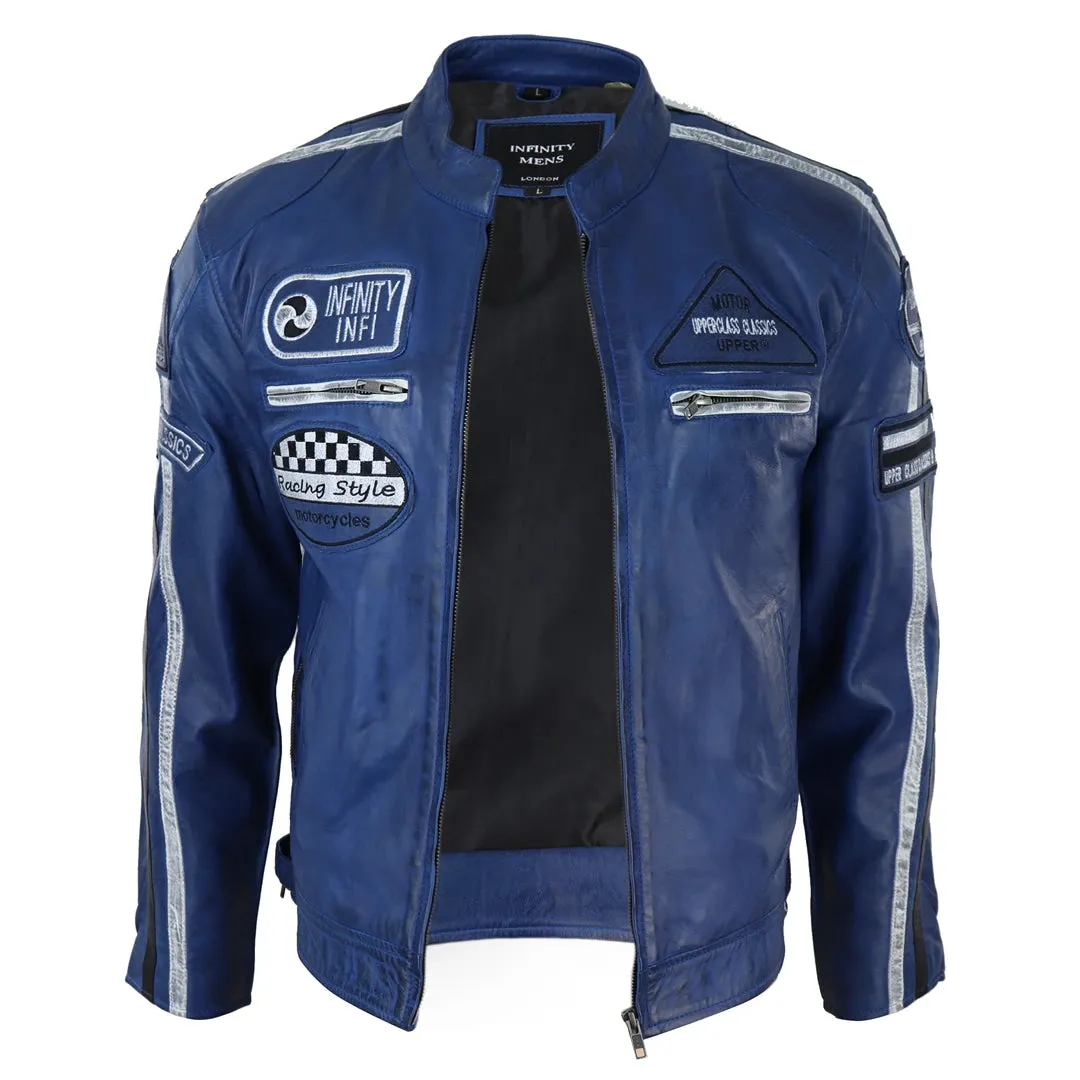 Chaqueta de cuero con cremallera para hombres