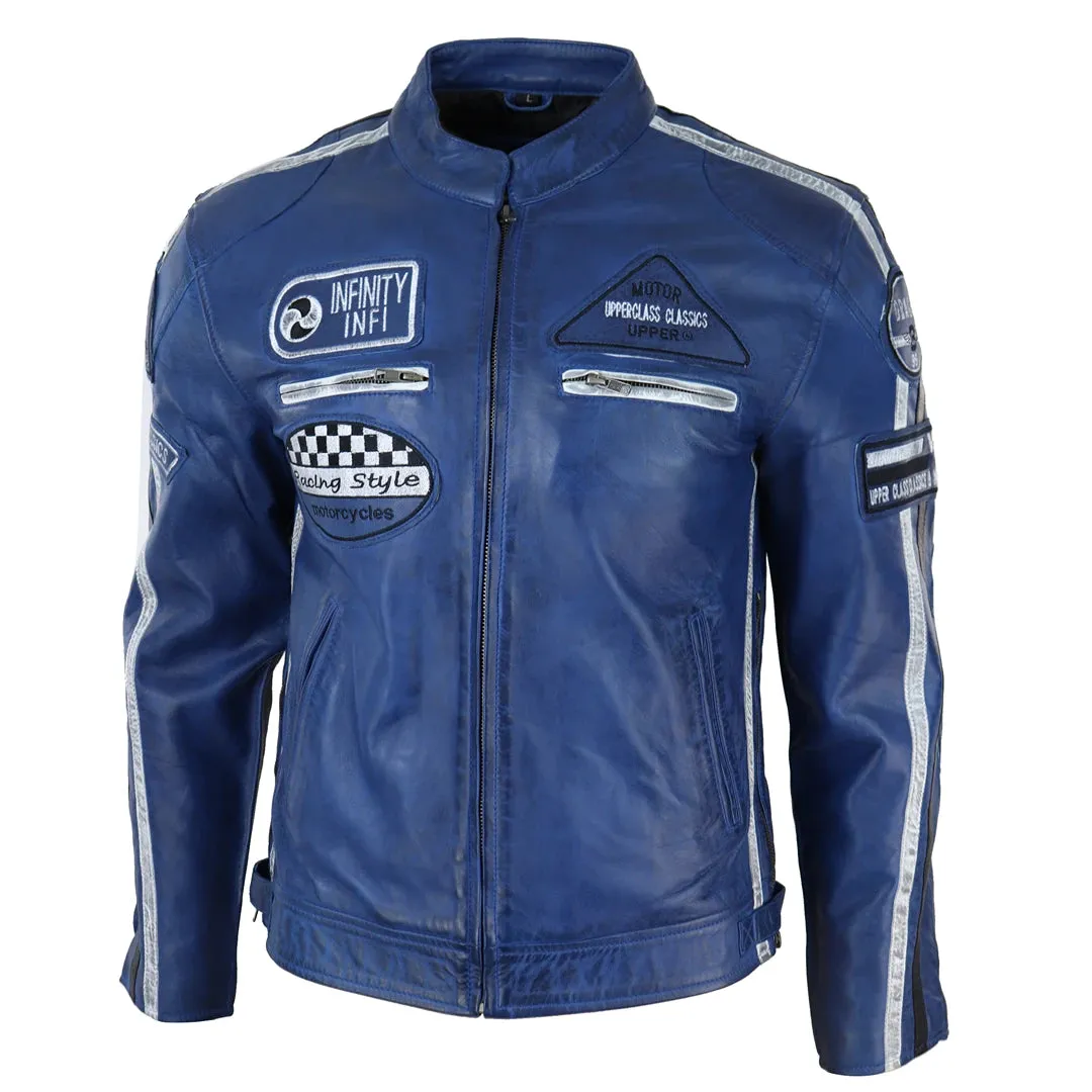 Chaqueta de cuero con cremallera para hombres