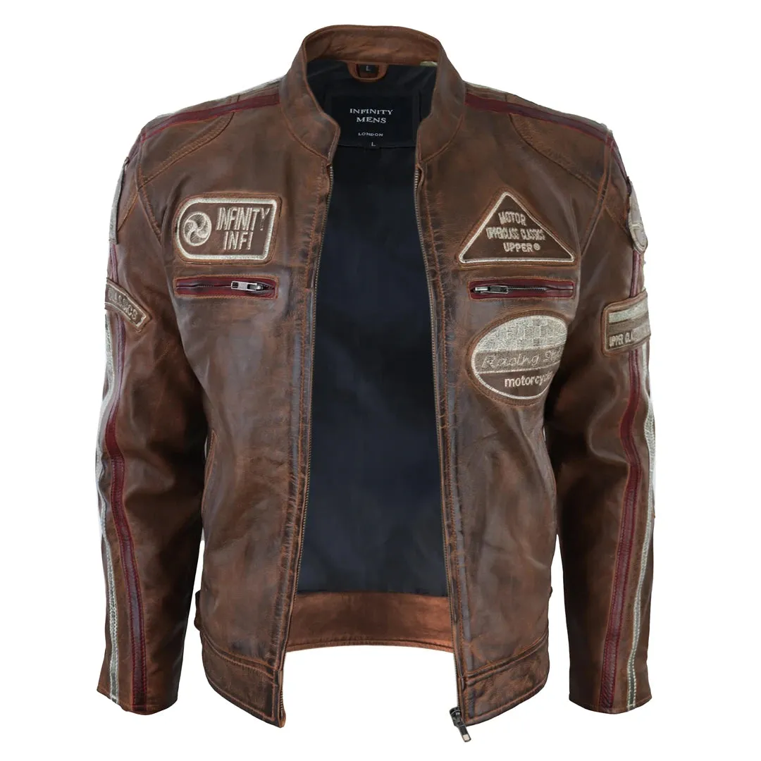 Chaqueta de cuero con cremallera para hombres