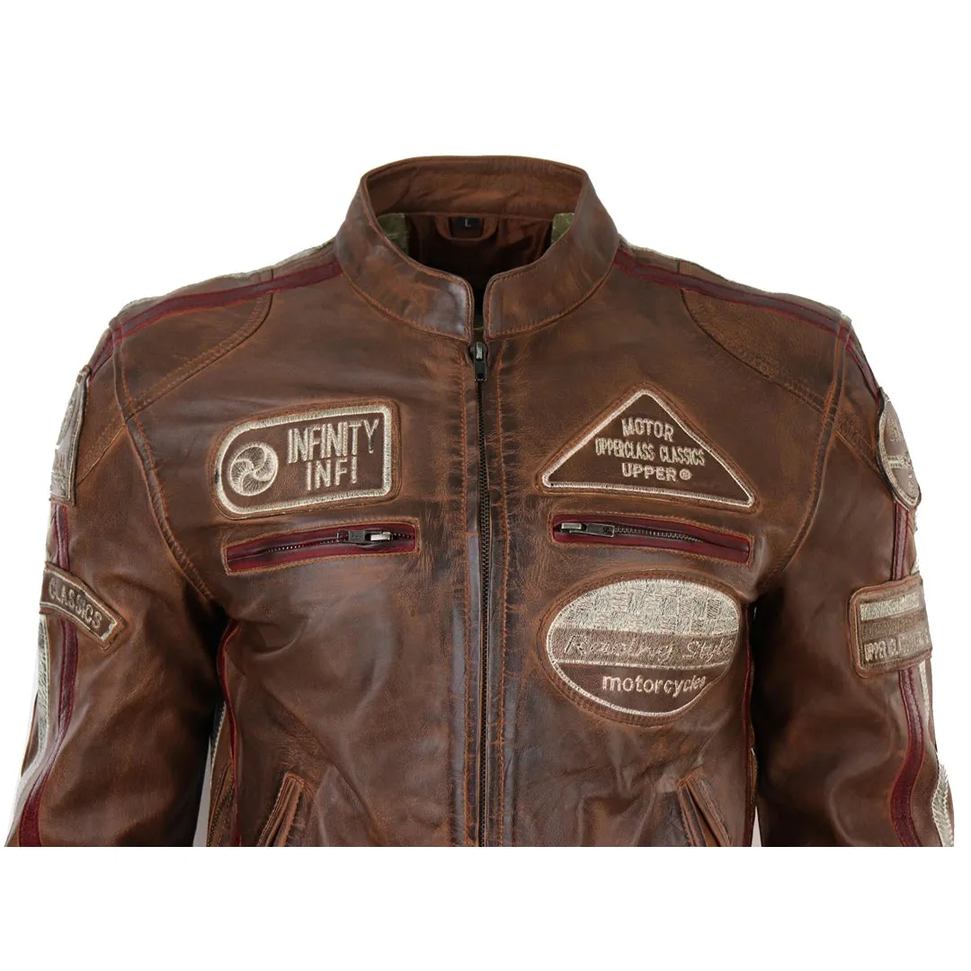 Chaqueta de cuero con cremallera para hombres