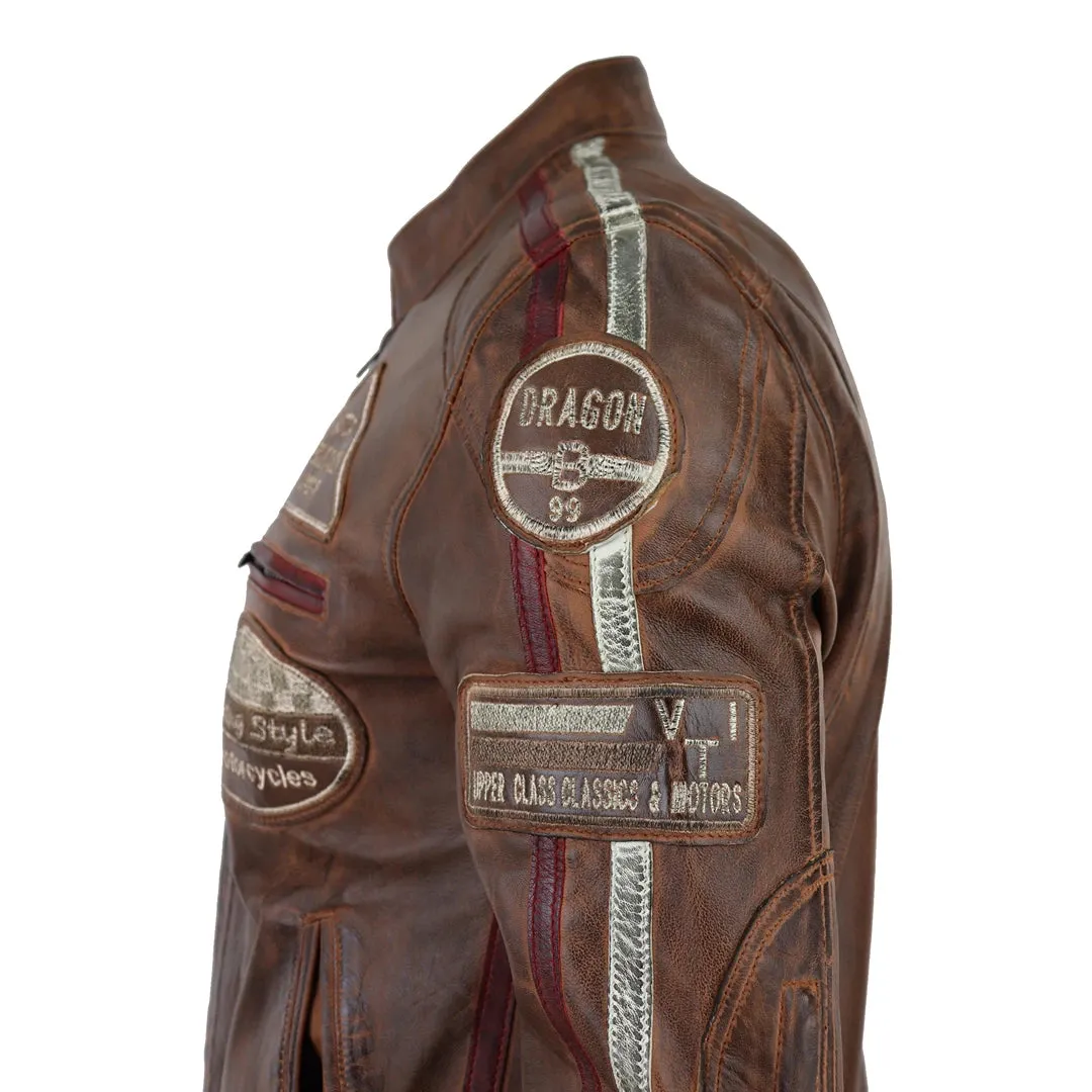 Chaqueta de cuero con cremallera para hombres