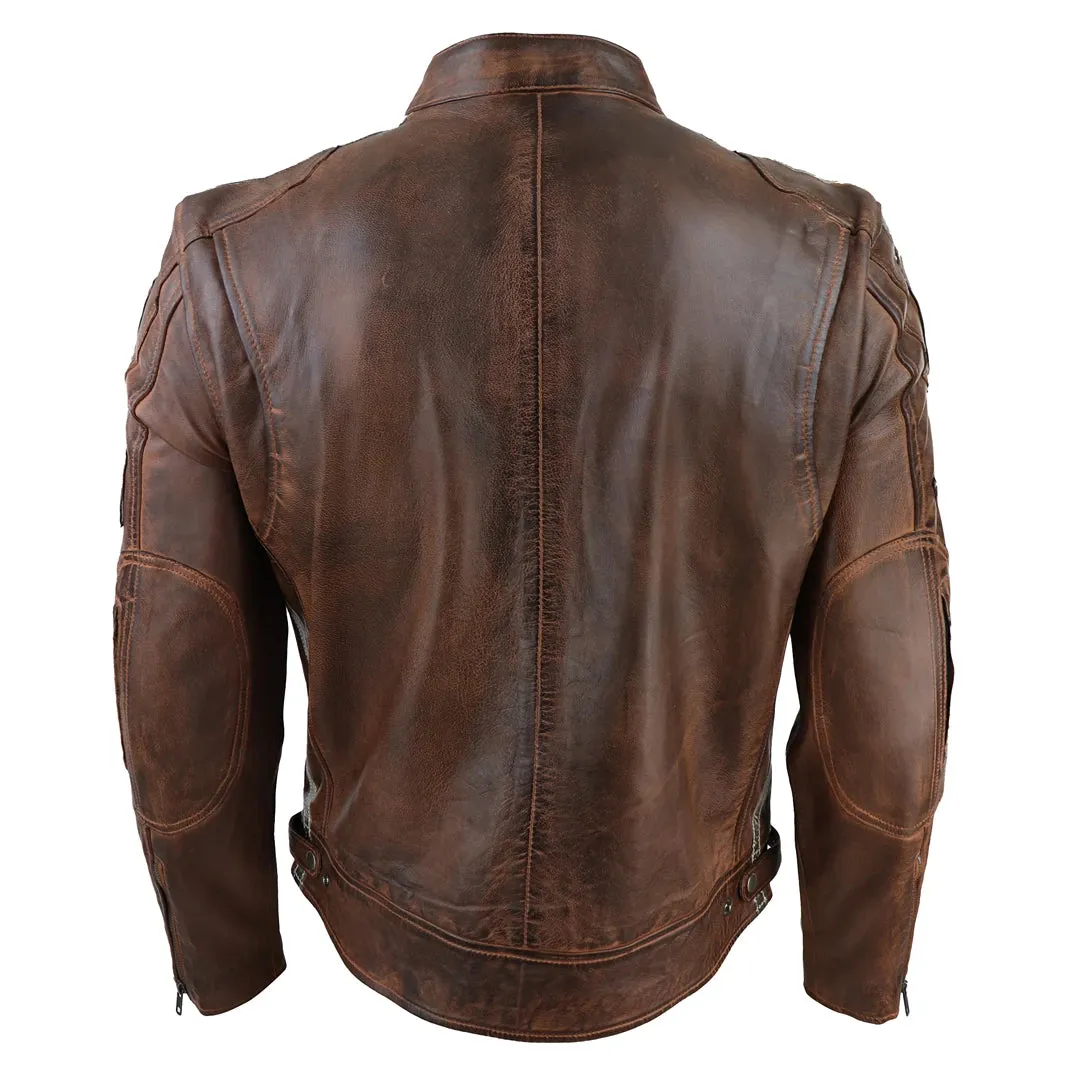 Chaqueta de cuero con cremallera para hombres