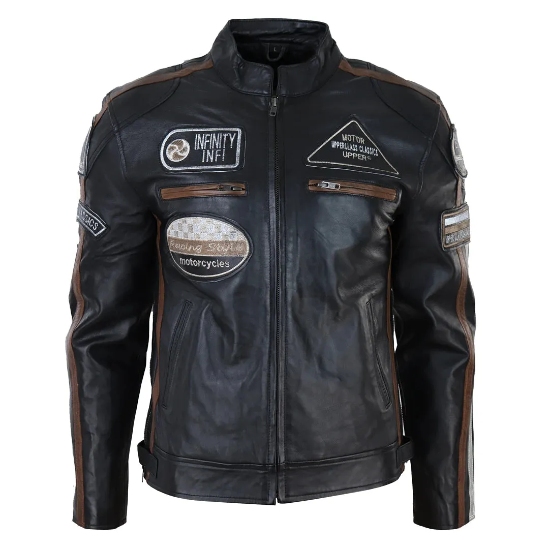 Chaqueta de cuero con cremallera para hombres