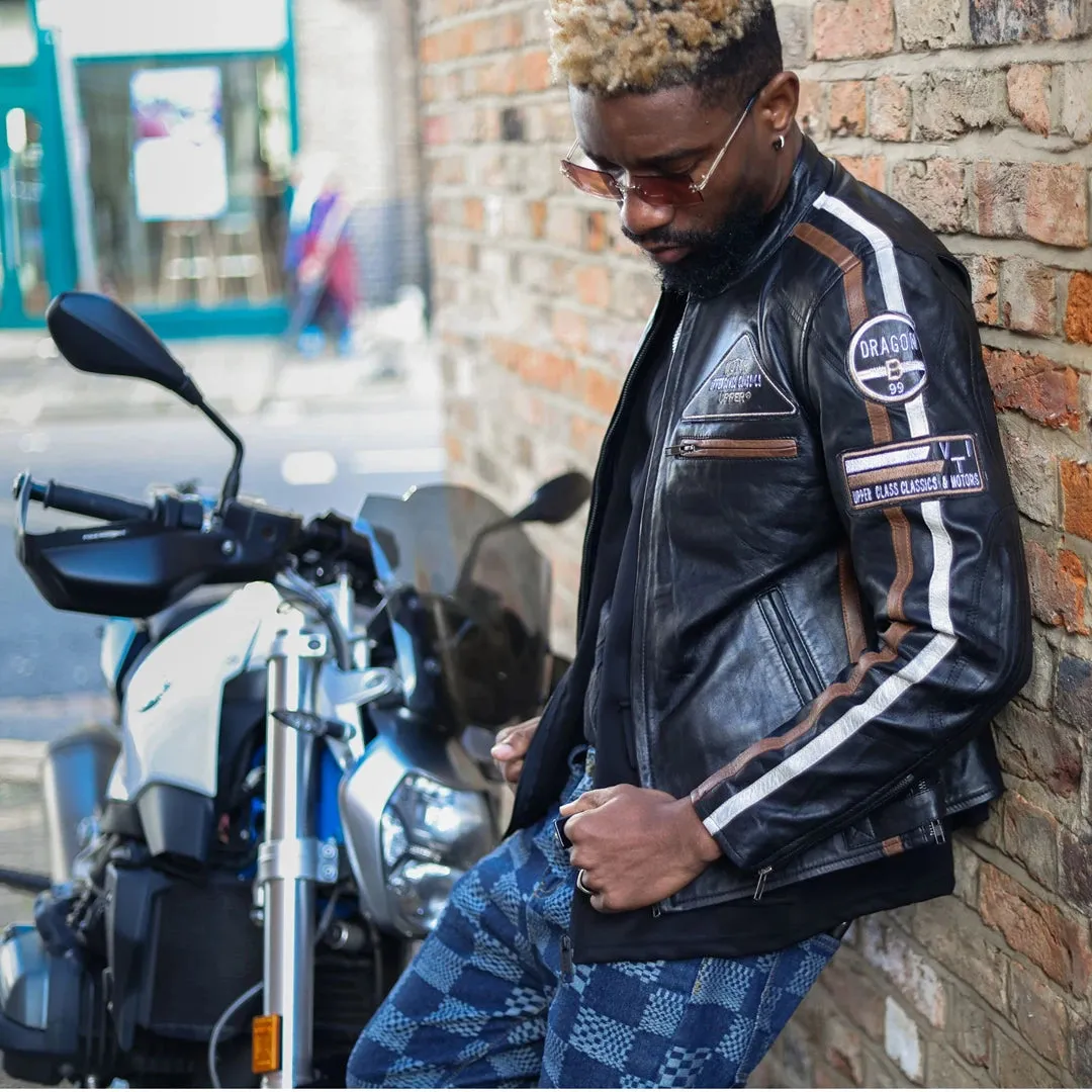 Chaqueta de cuero con cremallera para hombres