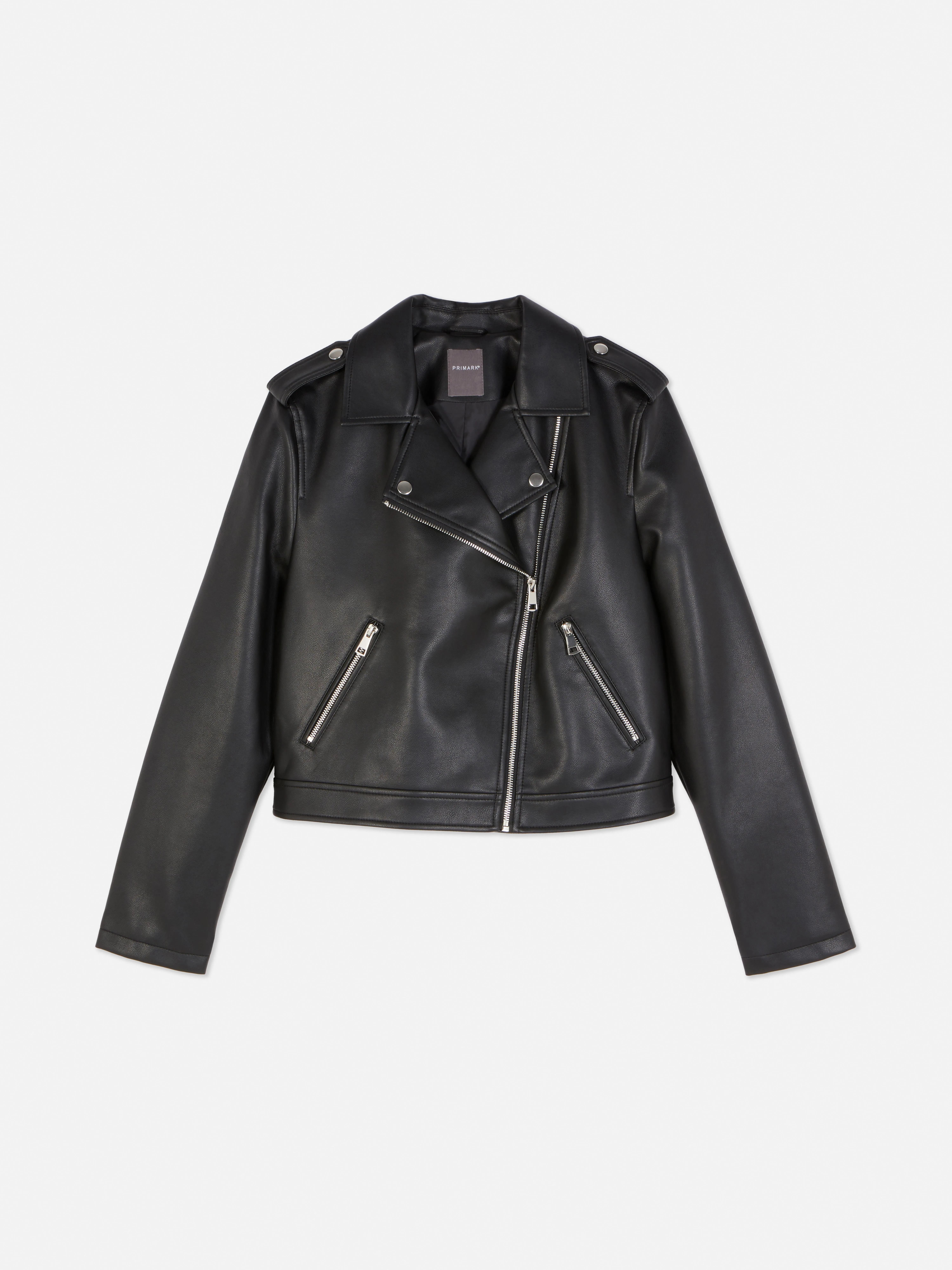 Chaqueta motera básica de cuero sintético
