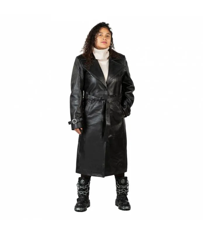 CHAQUETA PIEL NEGRA UNISEX LARGA NEW ROCK ORIGINAL WNRLWJ085S1