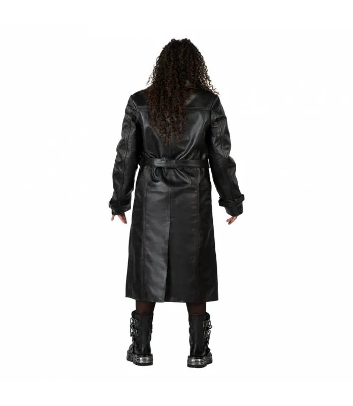 CHAQUETA PIEL NEGRA UNISEX LARGA NEW ROCK ORIGINAL WNRLWJ085S1