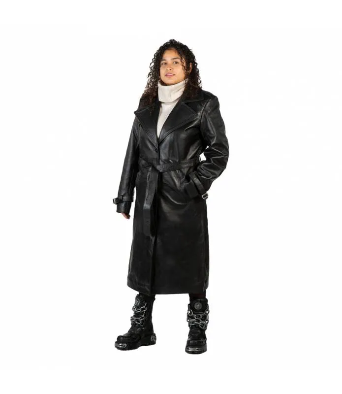CHAQUETA PIEL NEGRA UNISEX LARGA NEW ROCK ORIGINAL WNRLWJ085S1