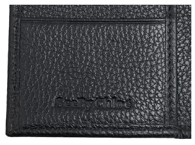 Chloé Cartera de cuero bifold See by Chloe negra y dorada en muy buen estado Negro 