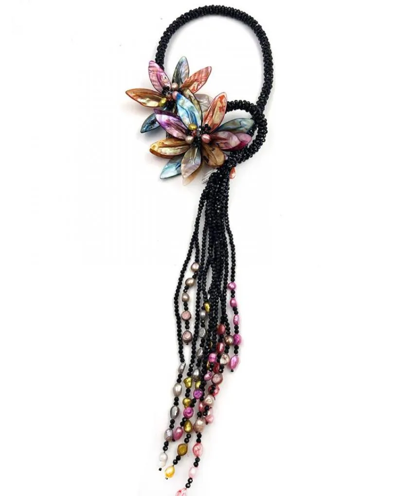 COLLAR MULTICOLOR DE MODA PARA BODAS CON FLORES DE MADREPERLA