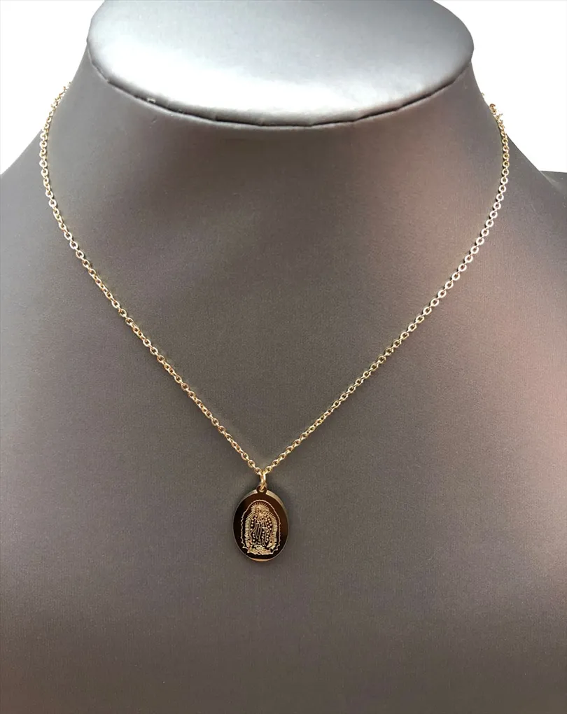 COLLARES DE MODA DE MUJER DE ACERO DORADO CON MEDALLA