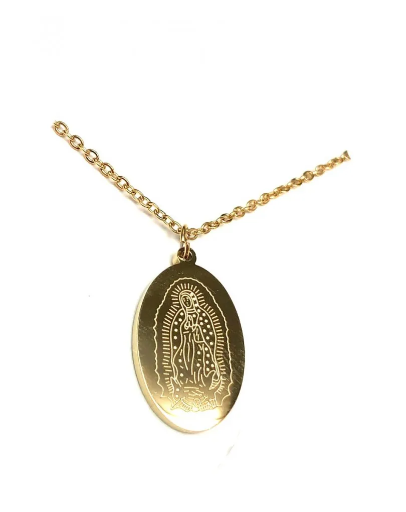 COLLARES DE MODA DE MUJER DE ACERO DORADO CON MEDALLA