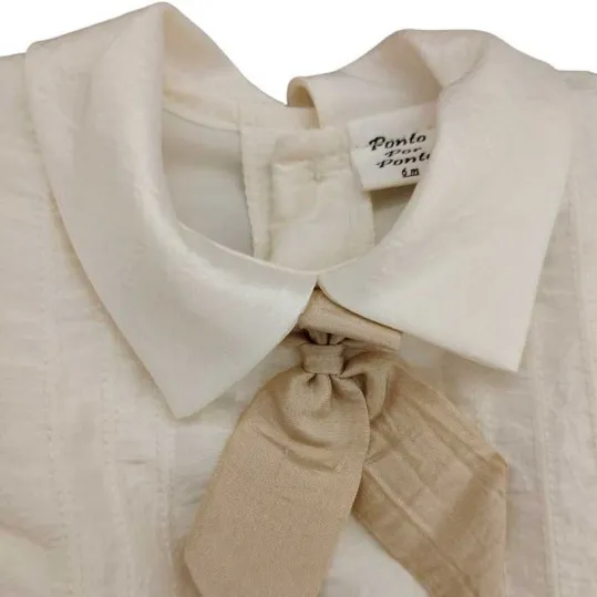 Conjunto bebé ceremonia crudo y beige