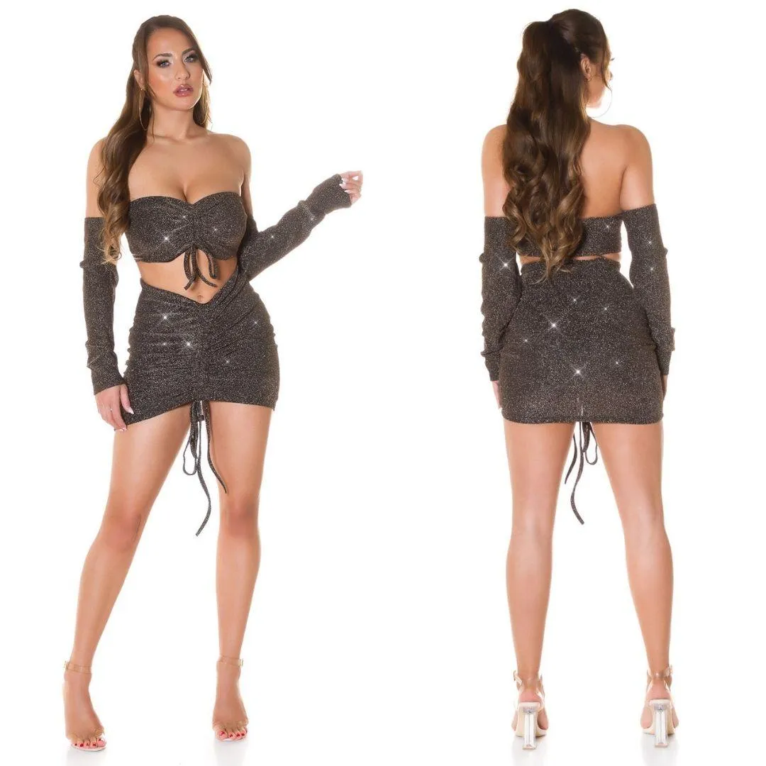 Conjunto de fiesta de dos piezas Oro
