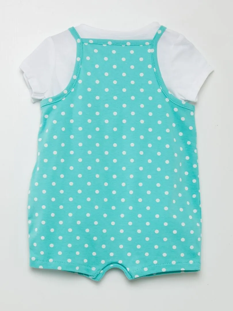 CONJUNTO DE MONO + CAMISETA  2 PIEZAS  AZUL