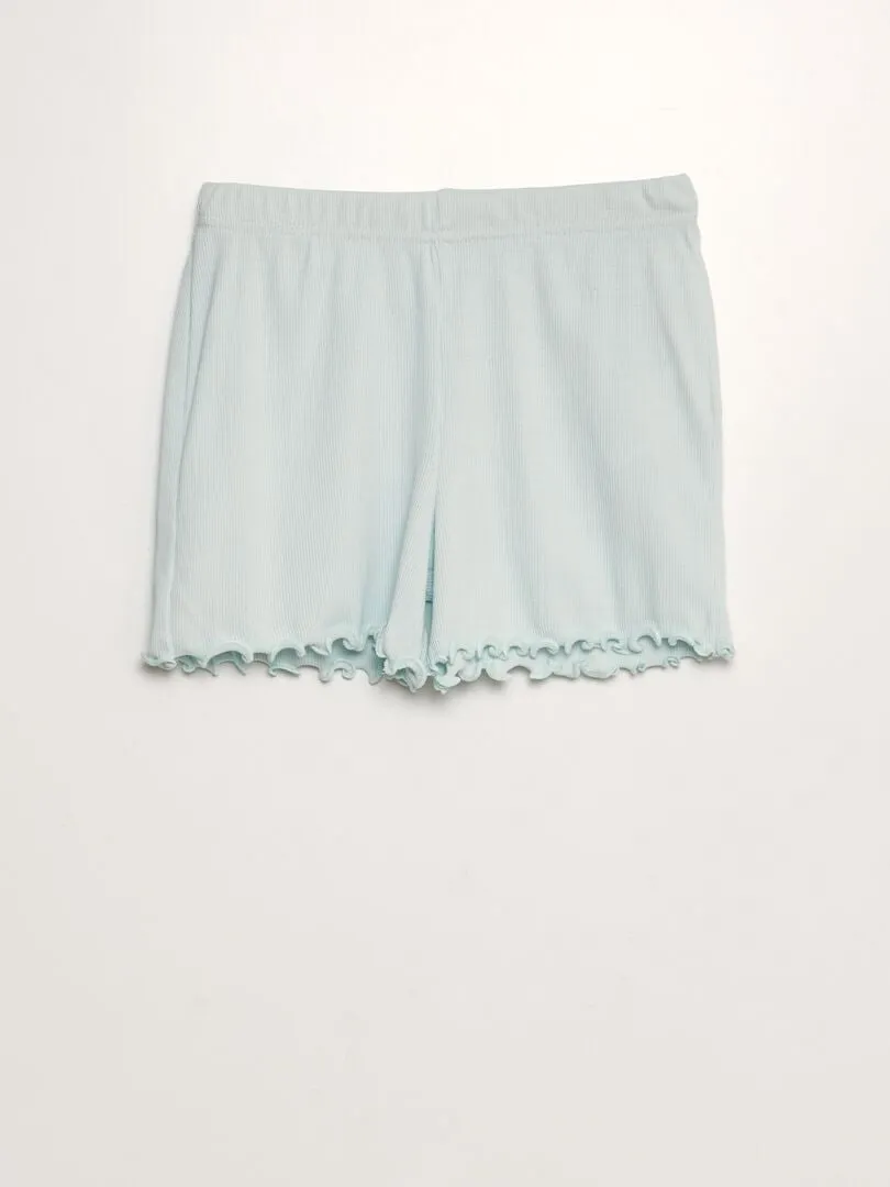 CONJUNTO DE PIJAMA DE CANALé Y ESTAMPADO  2 PIEZAS  AZUL