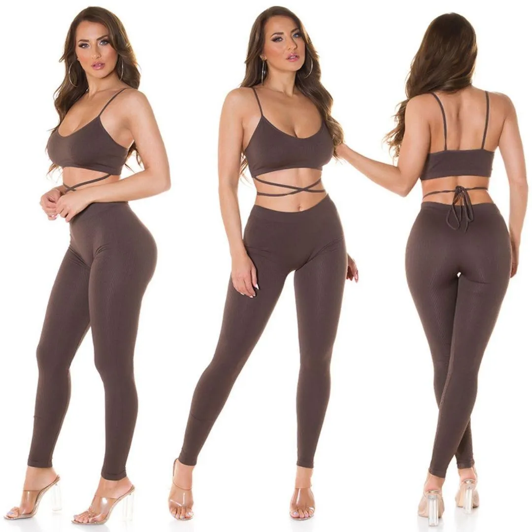 Conjunto dos piezas ultra sexy Marrón