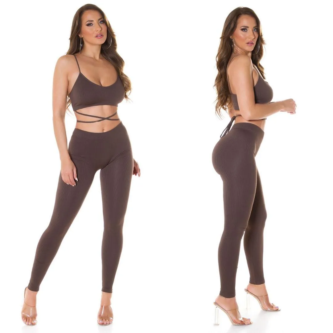 Conjunto dos piezas ultra sexy Marrón