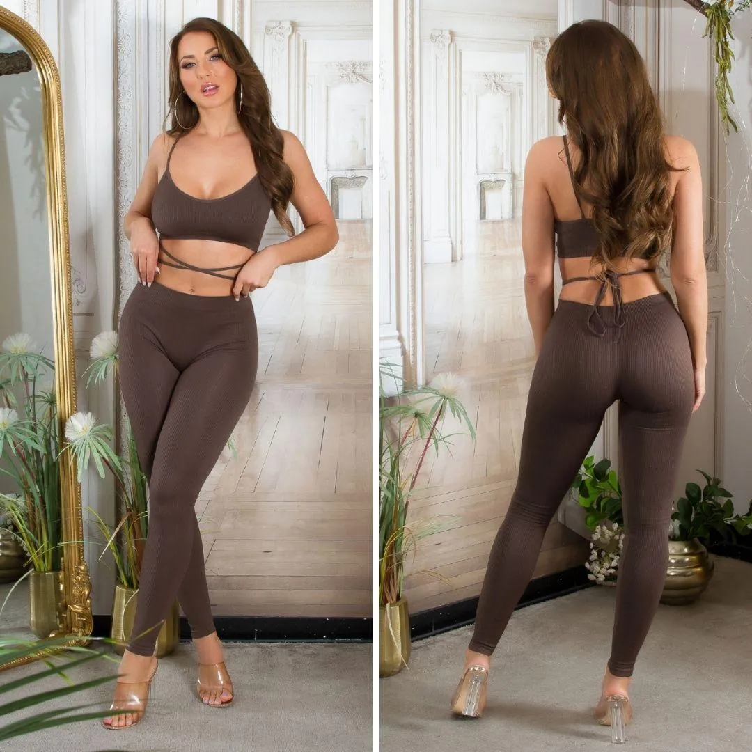 Conjunto dos piezas ultra sexy Marrón