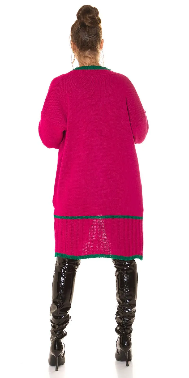 Cárdigan de moda con bolsillos rosa