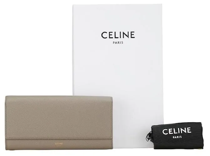Céline Cartera de cuero Celine Large Flap gris en muy buen estado 