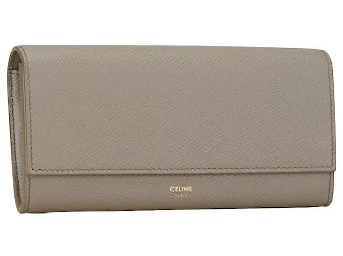Céline Cartera de cuero Celine Large Flap gris en muy buen estado 