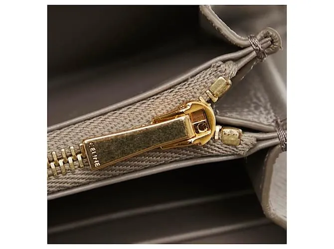 Céline Cartera de cuero Celine Large Flap gris en muy buen estado 