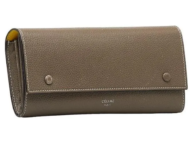 Céline Cartera de cuero multifuncional Celine Large Flap en muy buen estado Gris 