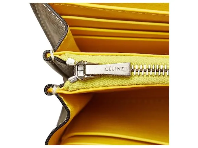 Céline Cartera de cuero multifuncional Celine Large Flap en muy buen estado Gris 