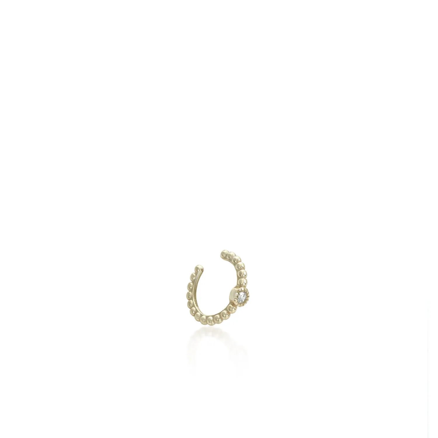 Ear cuff de plata baada en oro diseo bolas con circonita