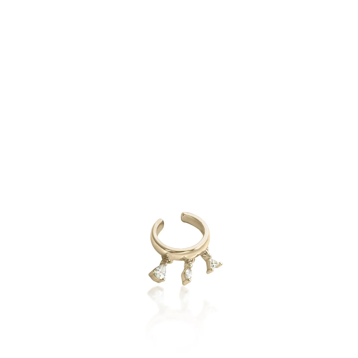 Ear cuff de plata baada en oro diseo circonitas colgando