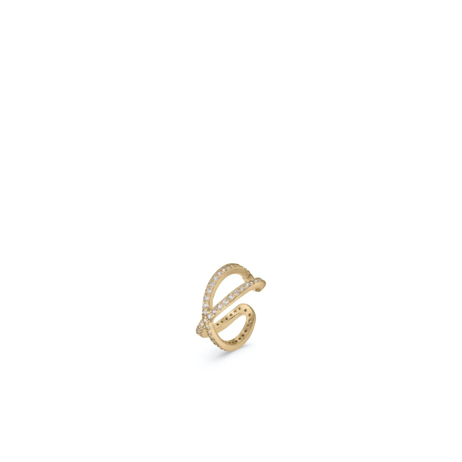 Ear cuff de plata baada en oro diseo cruzado de circonitas