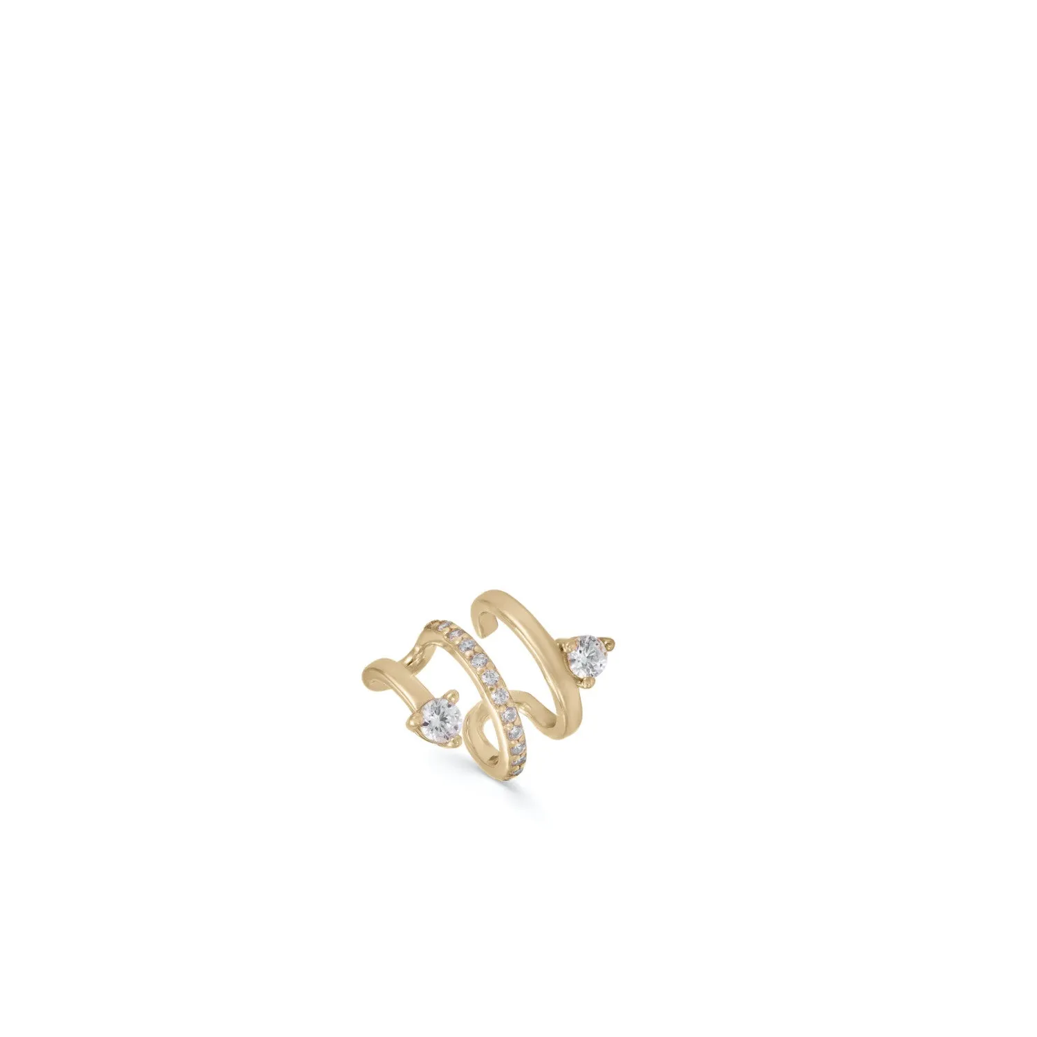 Ear cuff de plata diseo triple aro con circonita lateral