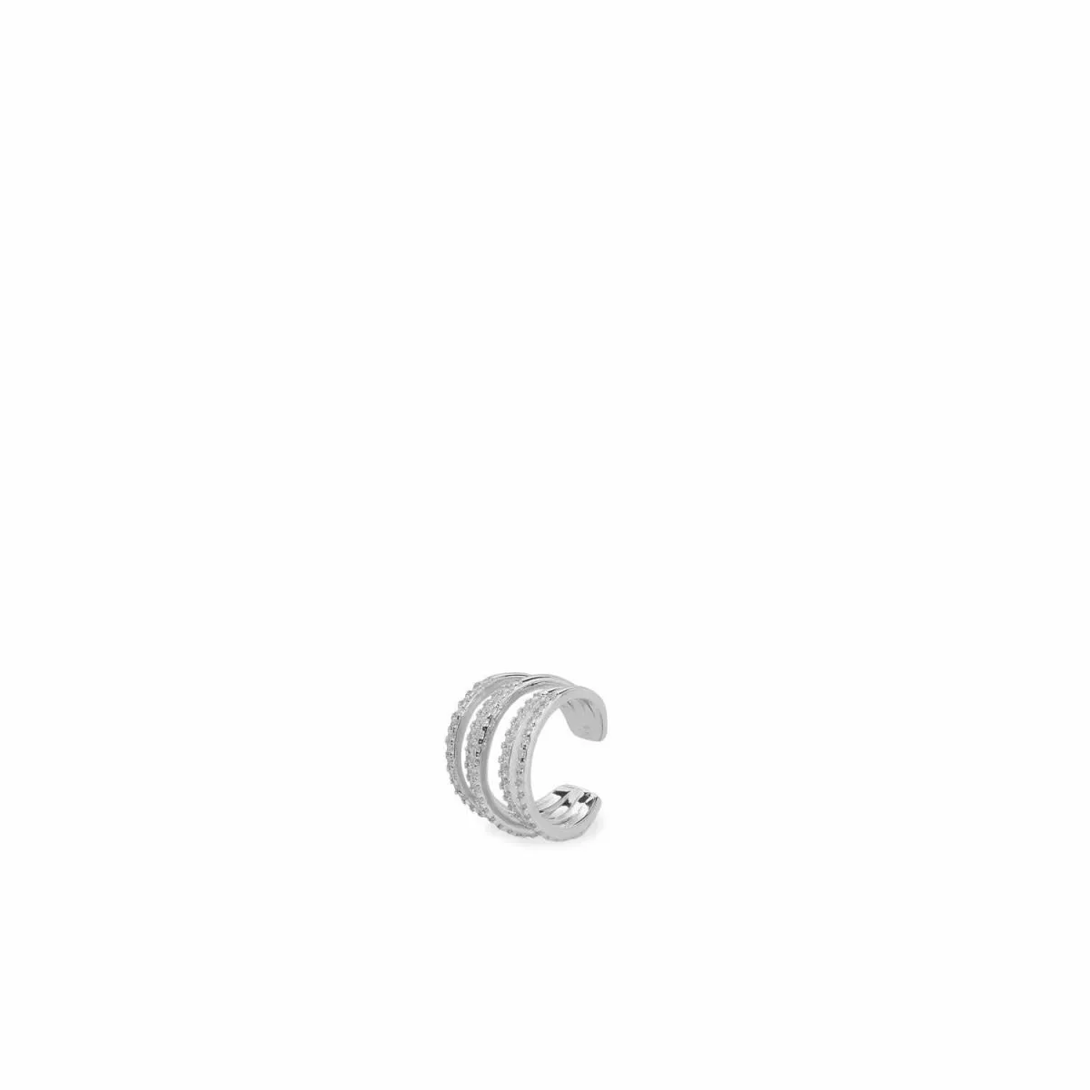 Ear cuff de plata diseo triple carril circonita