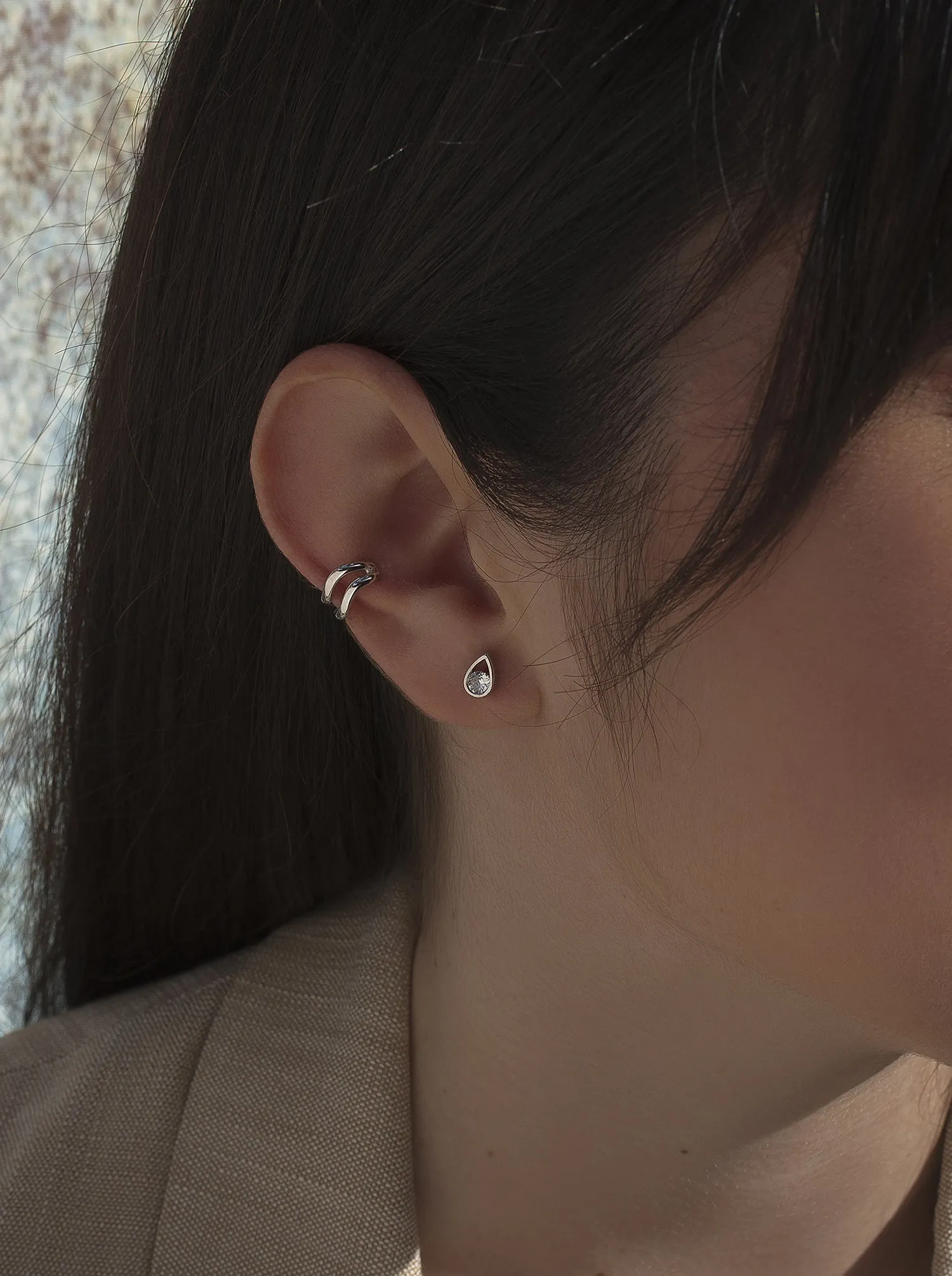 Ear cuff de plata formado por dos aros