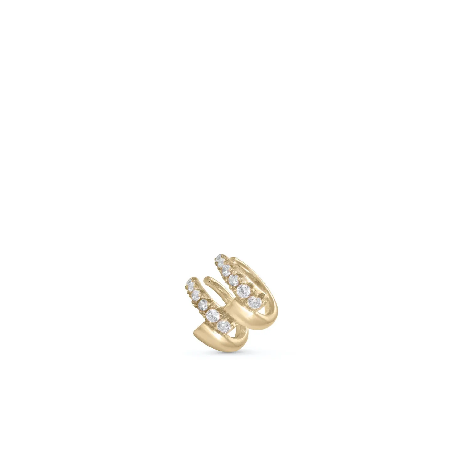 Ear cuff en plata diseo dorado con circonitas